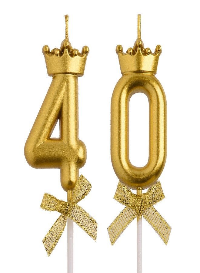 AOOLADA 40th Birthday Candles, Gold 40 Year Old Number Birthday Candles, Number 40 Candles for Men Women, Happy Birthday Party Decorations Cake Topper Gifts for Wedding Anniversary Celebration - Image 1